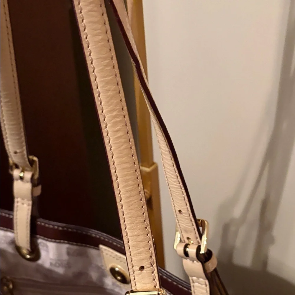 Michael Kors Deep Dark Chocolate Tote with Beige Straps